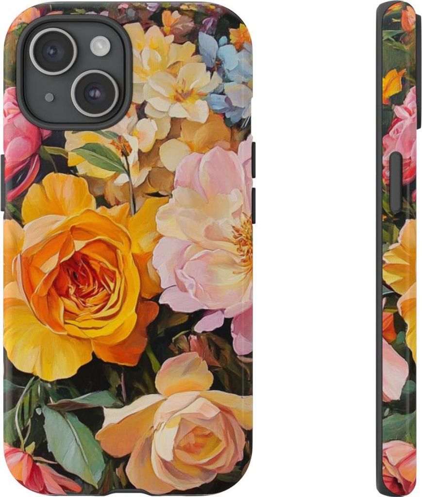 Buntes Blumenstrauß-Gemälde – Hülle Kompatibel mit iPhone 15