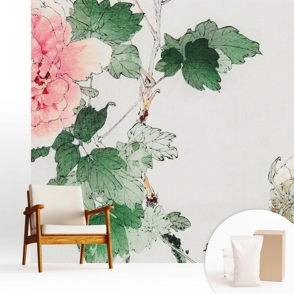 Fototapete - 250x250 cm - Tapete - Wandtapete - Wandbilder - Dekofolie - Tapete Folie - Wand - Dekoration - Wohnzimmer - Florale Subtilität