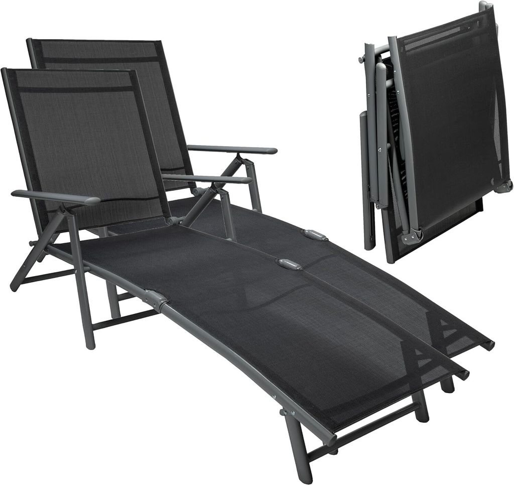 Sunnypillow 2er Set Sonnenliegen klappbar - 150 kg belastbar - Gartenliege aus Aluminium für Garten Balkon Terrassen wetterfest