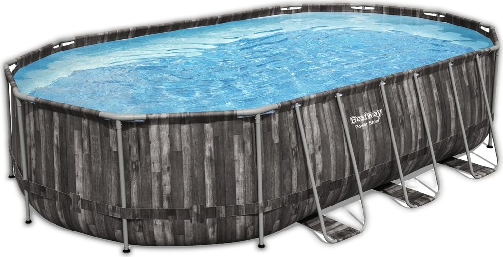 METAL FRAME Pool - Oval Holz Design 6,10 x 3,66 x 1,22 m