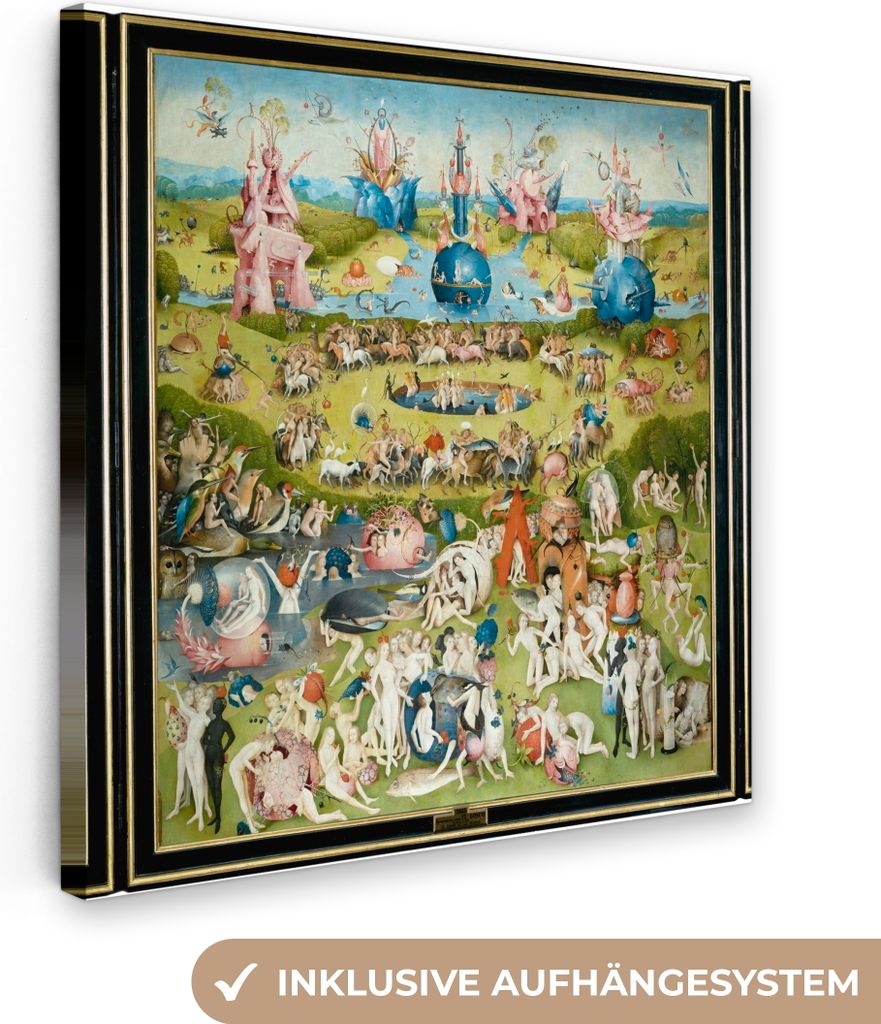 MuchoWow - Leinwandbilder - Garten der Lüste - Gemälde von Hieronymus Bosch, Wandbild, Wanddeko Bilder Wohnzimmer, 50x50 cm