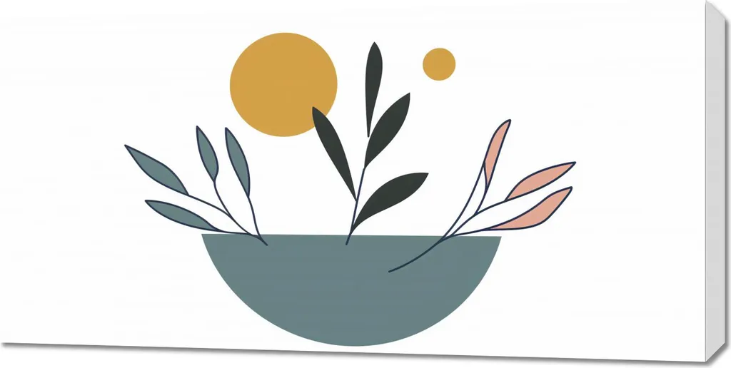 Tableau 100 x 50 cm Bol de Végétation Zen - Décoration Murale Naturelle