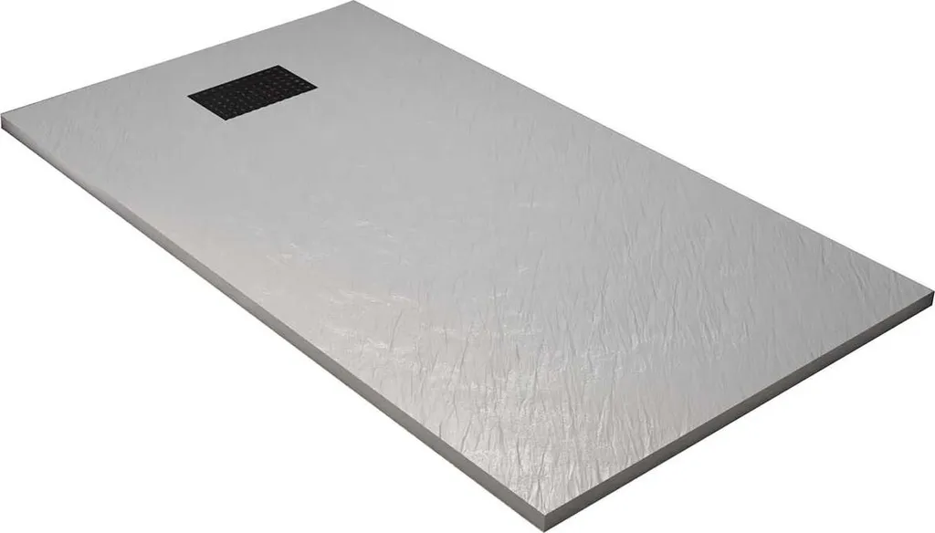 Receveur de douche 90x140 Gris Effet Pierre avec Grille Noire Mate Pro