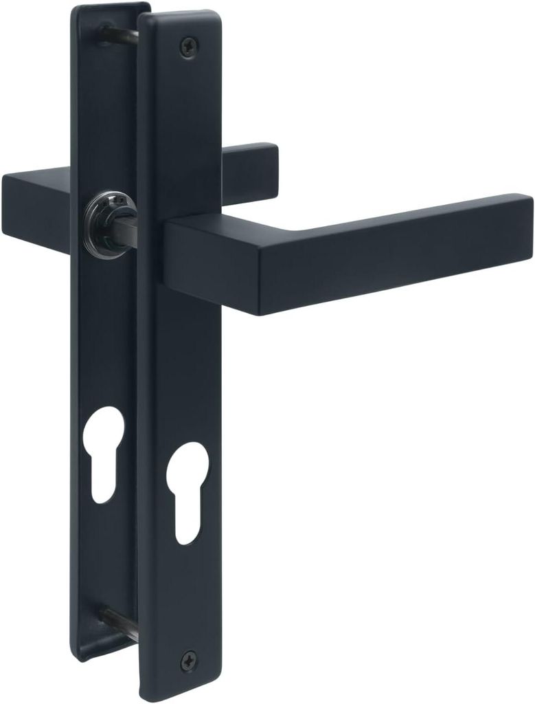 Drückergarnitur Gartentor Türgriff Anthrazit RAL 7016 - Schmalrahmengarnitur 72 mm PZ - Langschild Türklinke Außenbereich - Türdrücker 8 mm V...
