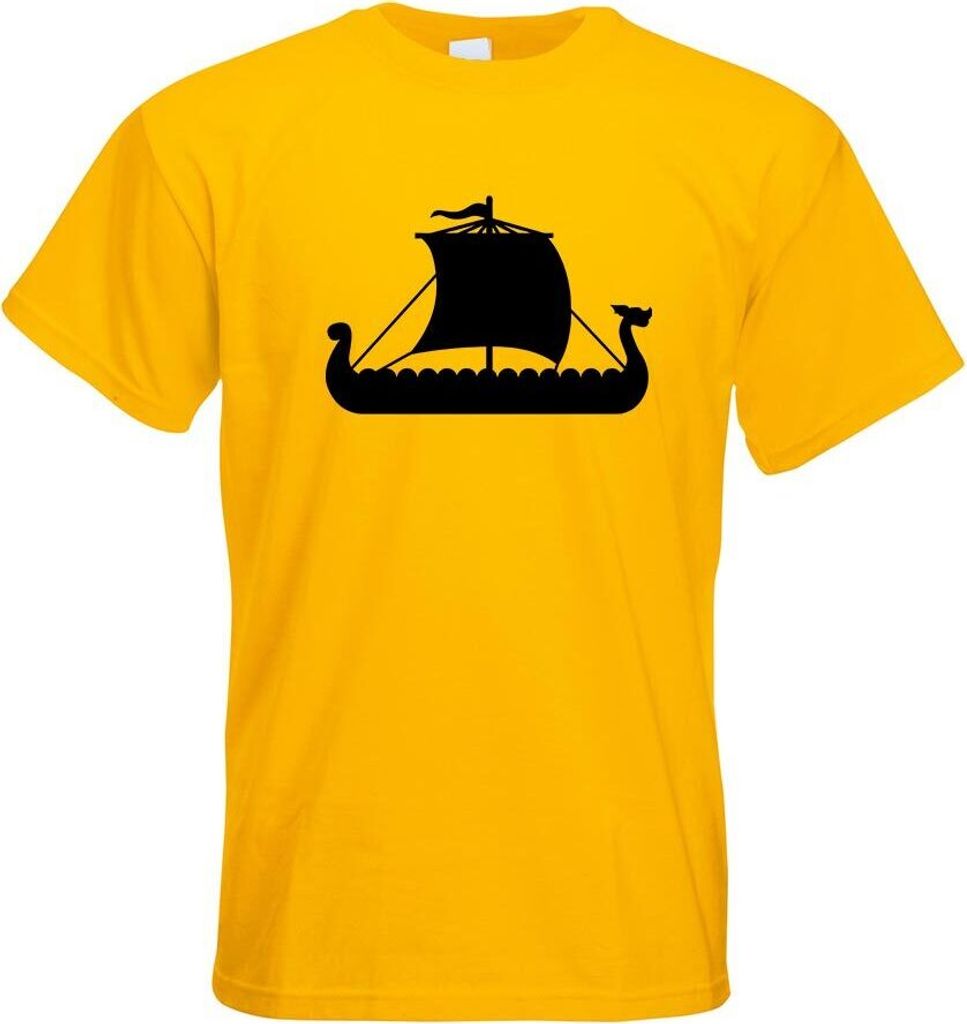 Kiwistar - T-Shirt - gelb - Wikinger Schiff Drachenboot Motiv Bedruckt Funshirt Design Print - mit Motiv Bedruckt - Funshirt Design - Sport - Freiz...