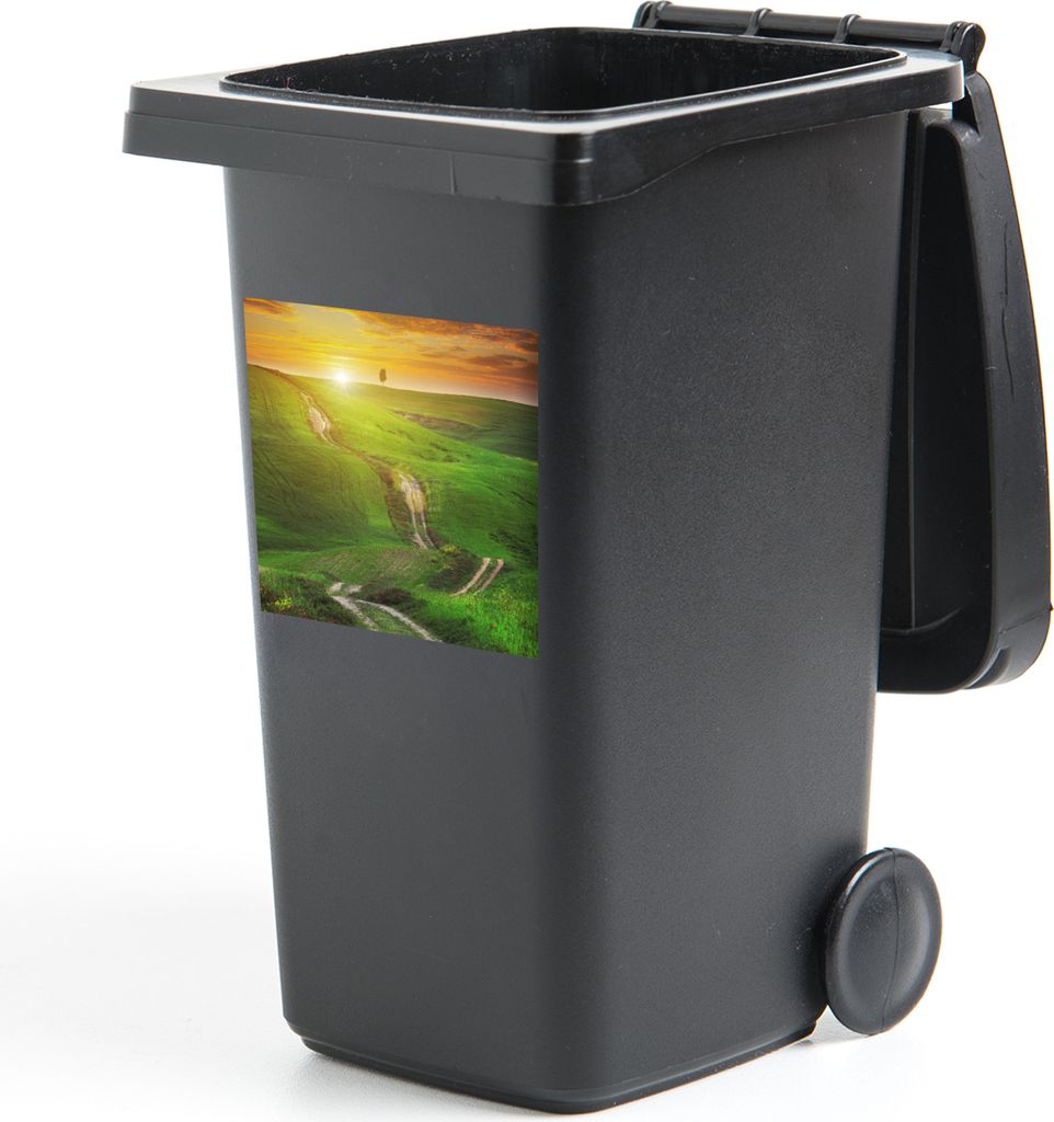 MuchoWow Mülltonnenaufkleber Toskana - Sonne - Hügel 40x40 cm - Abfall-Aufkleber - Container - für Abfallcontainer