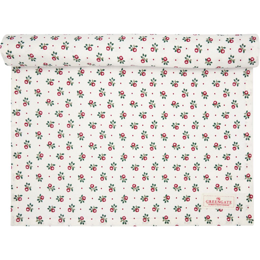 Greengate Tischläufer ABI PETIT Weiß Blumen Baumwolle Produktbild 