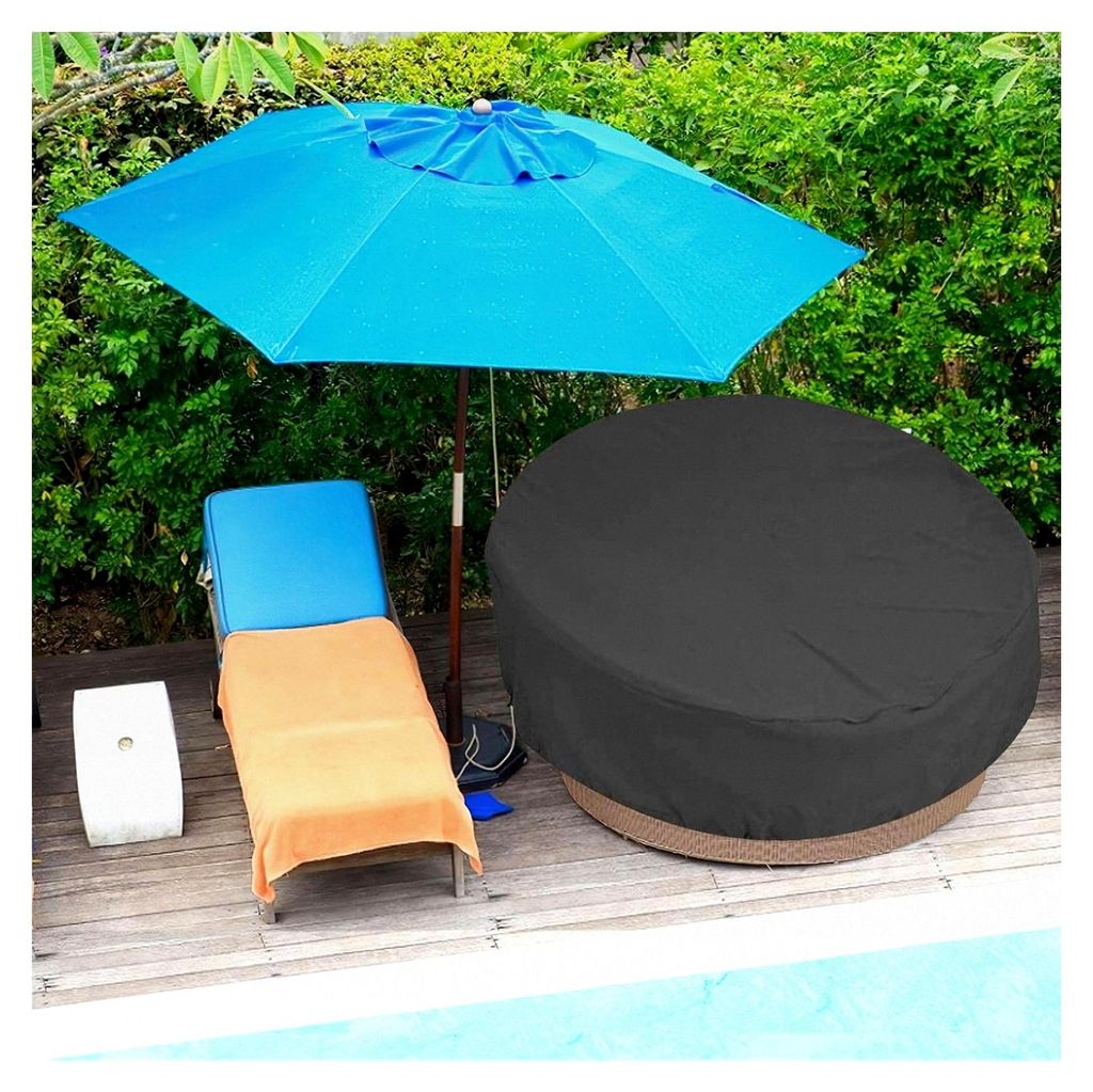 Runde Garten Tischabdeckung – Elastische Möbelabdeckung für die Terrasse, wasserdicht, winddicht, UV-beständig | Robuste Abdeckungen für Gart...
