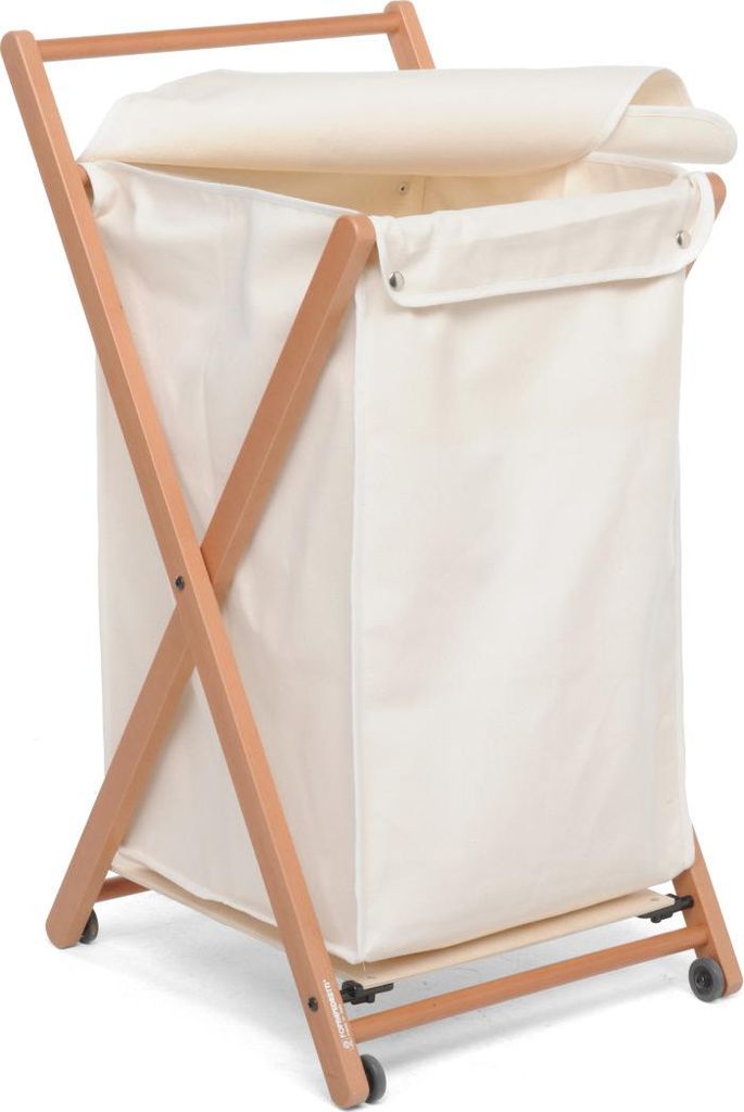 Foppapedretti Angel Wäschekorb 44 l Rechteckig Buche, Baumwolle, Kunststoff, Sperrholz Beige, Schwarz, Walnuss