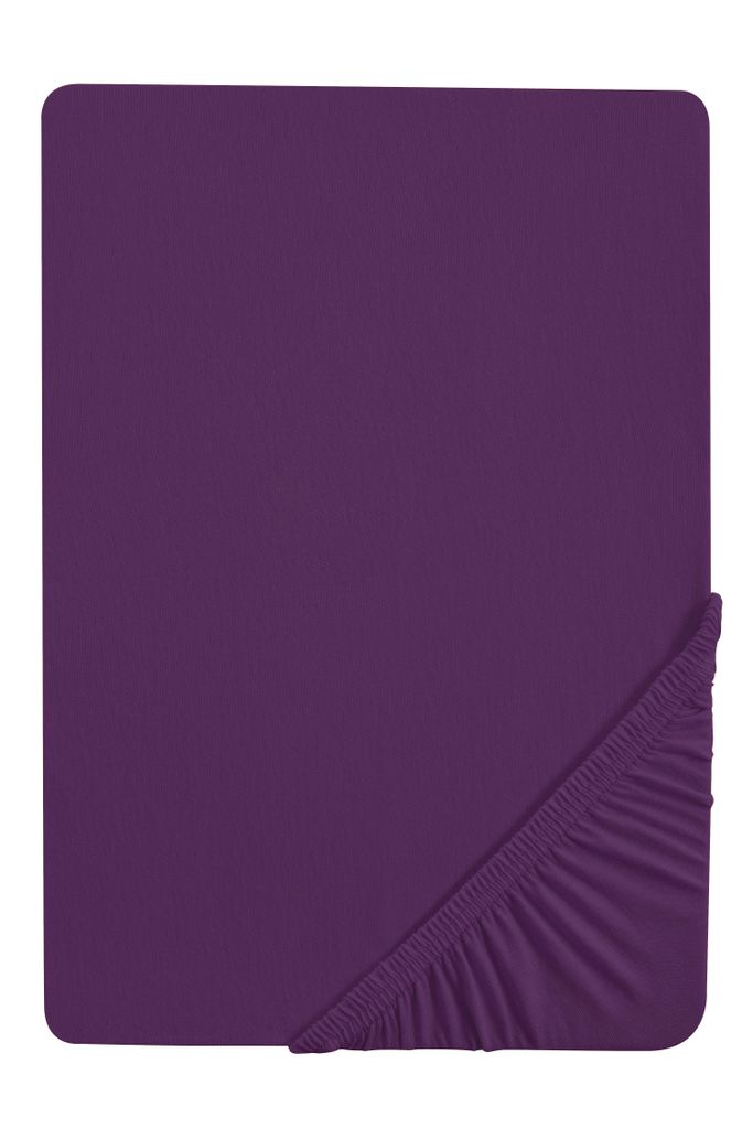 biberna Spannbettlaken 140x200 cm bis 160x200cm, Spannbetttuch Stretch Jersey, lila veilchen