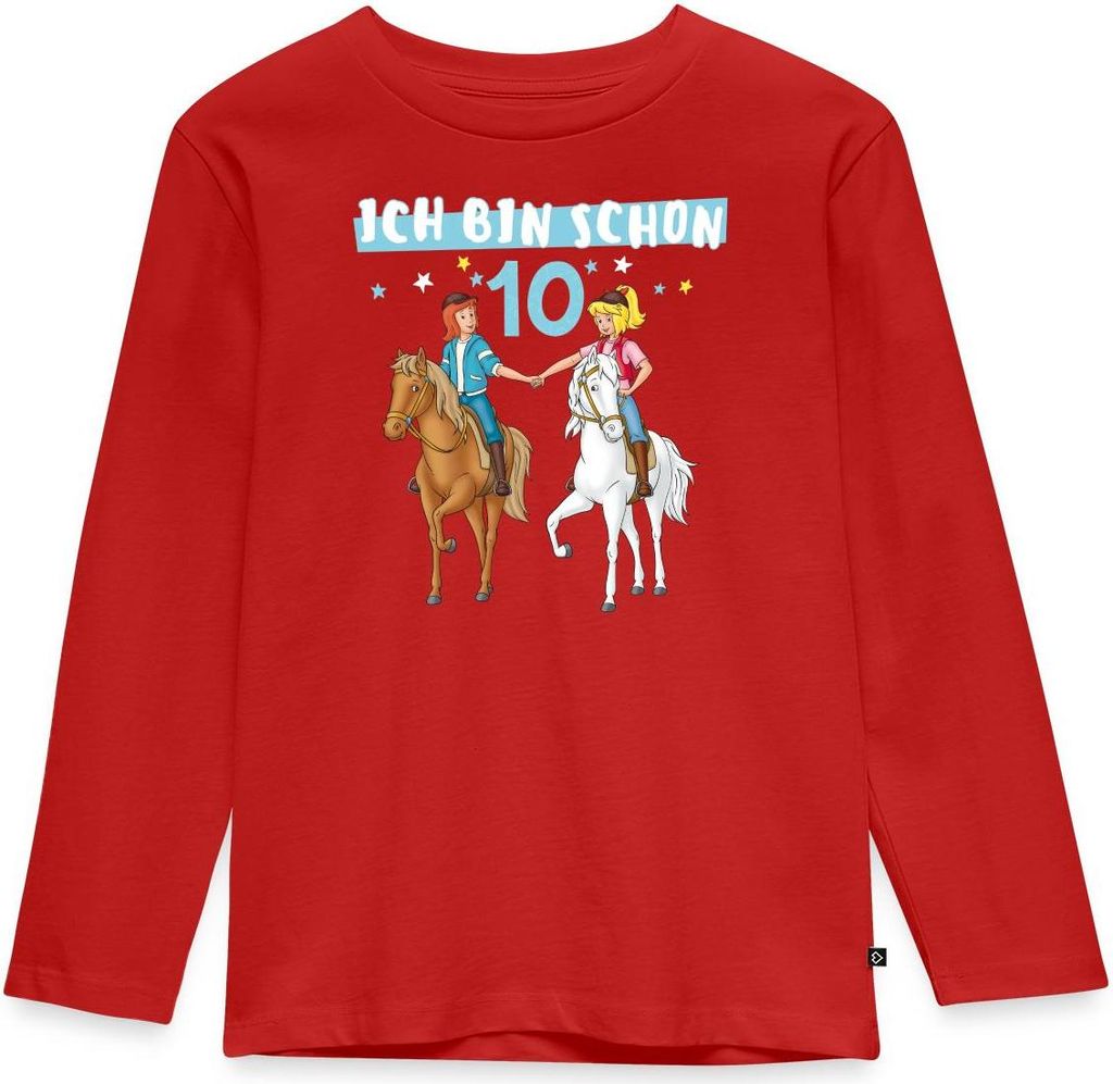 Spreadshirt Bibi & Tina Geburtstag Ich Bin Schon Zehn Kinder Premium Langarmshirt, 98/104 (2 Jahre), Rot