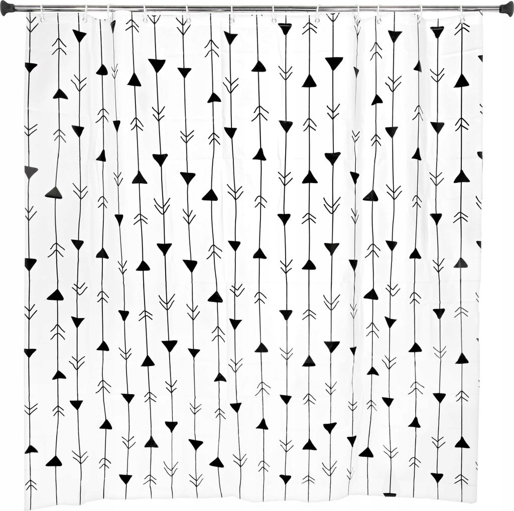 SEPIO Duschvorhang 180x200 cm mit Pfeilmotiv , Wasserdichter Duschrollo aus Stoff PEVA mit Dauerhaftem Muster, für Badezimmer