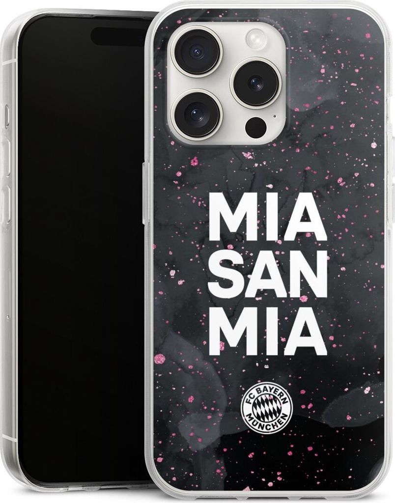 DeinDesign Handyhülle für Apple iPhone 15 Pro Silikon Hülle Case Smartphone Schutzhülle FC Bayern München Mia San Mia Girl Style