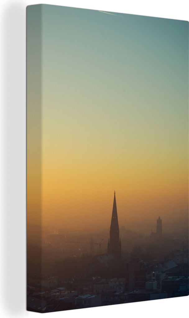 OneMillionCanvasses - Leinwandbilder - 90x140 cm, Sonnenaufgang in der deutschen Stadt Bochum, Wandbilder Kunstdruck Wanddekoration - Foto auf Le...