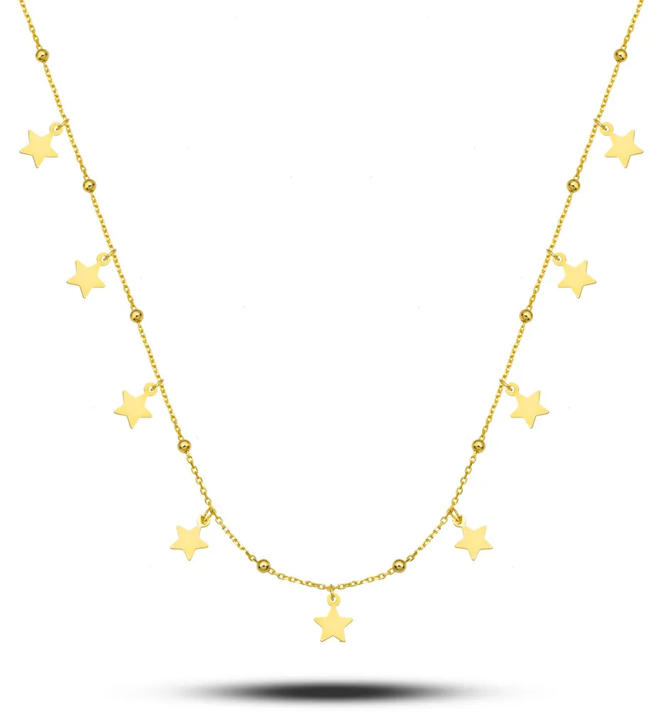Collier ras de cou étoile en argent plaqué or pour femme élégante 45cm
