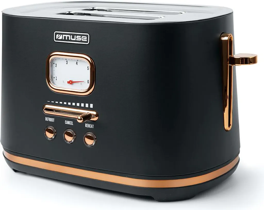 Grille-pain Muse MS-130BC Noir pour Baguettes et Toasts - 1000W Laiton