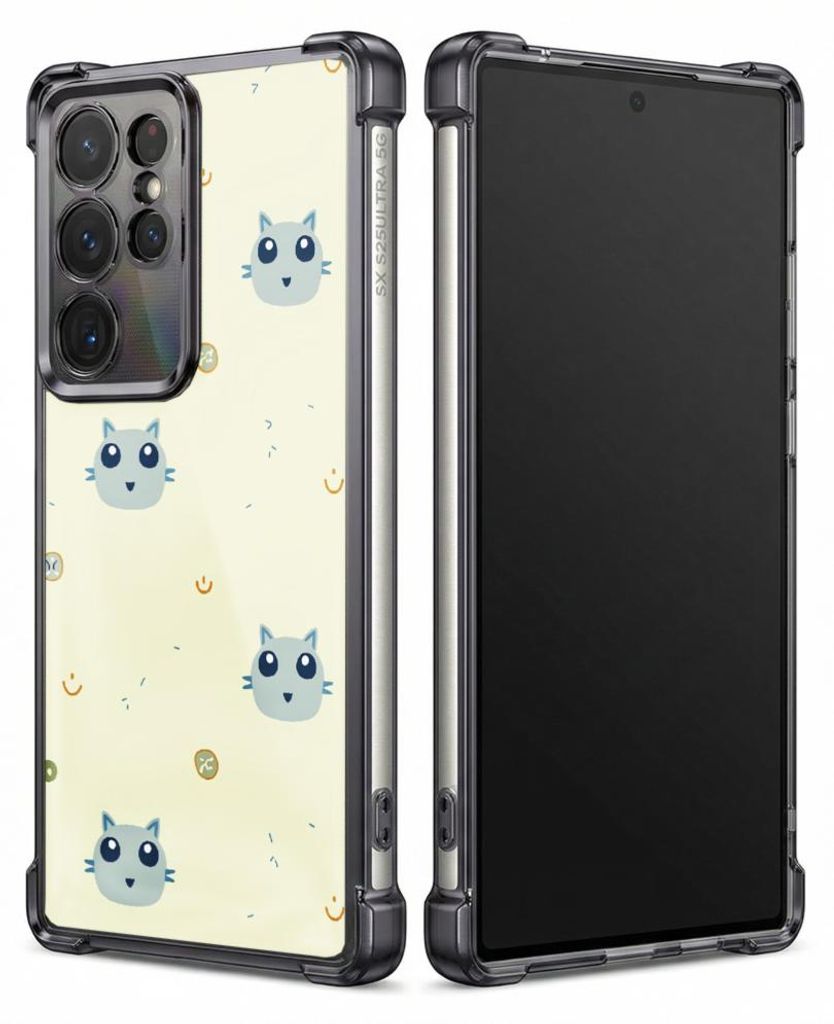 Personalisierte Hülle mit Bild für Samsung Galaxy S26 Ultra Elektroplattiert TPU Stoßdämpfer Handyhülle mit Niedliche Katzengesichter und Mond