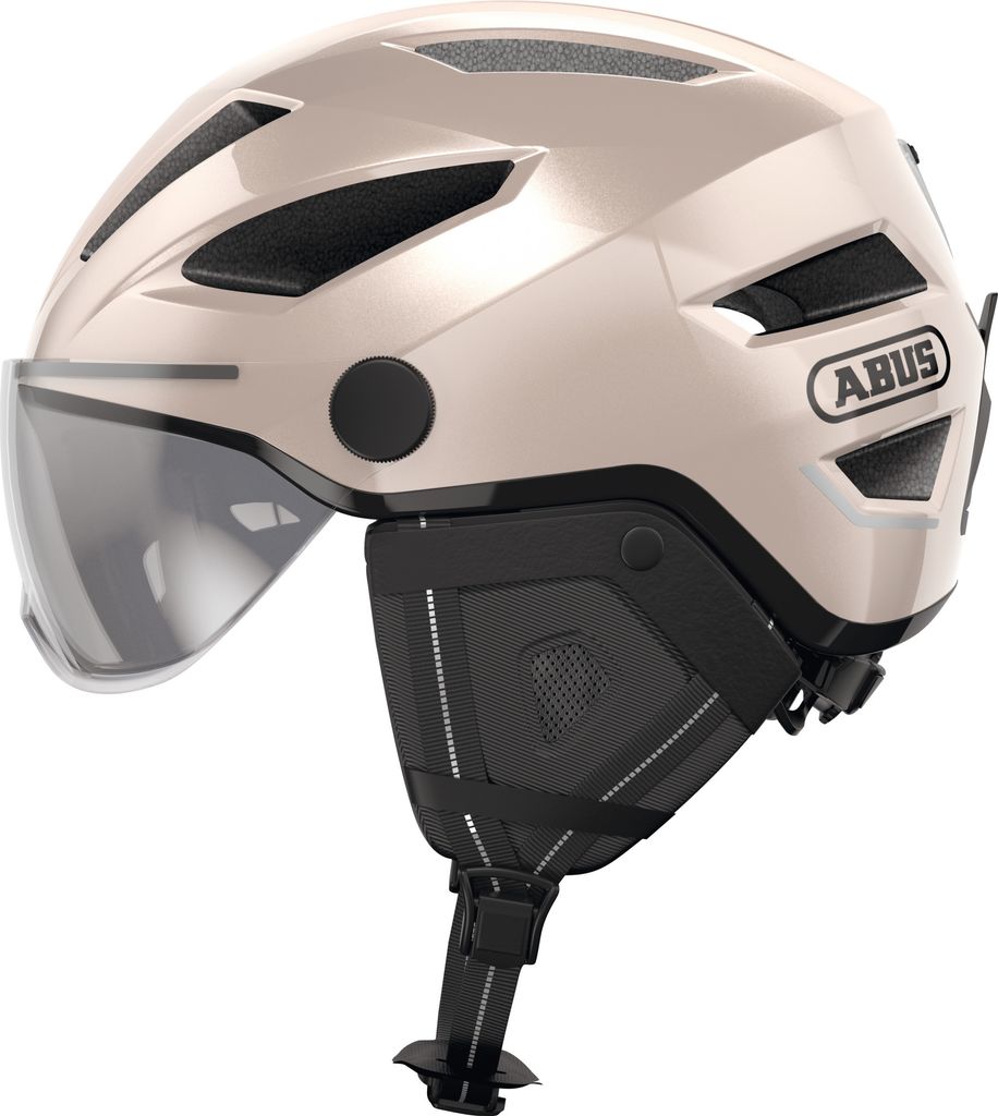 ABUS Stadthelm Pedelec 2.0 ACE - Fahrradhelm mit Rücklicht, Visier, Regenhaube, Ohrenschutz - für Damen und Herren - Gold, , Größe L (56-62 cm)