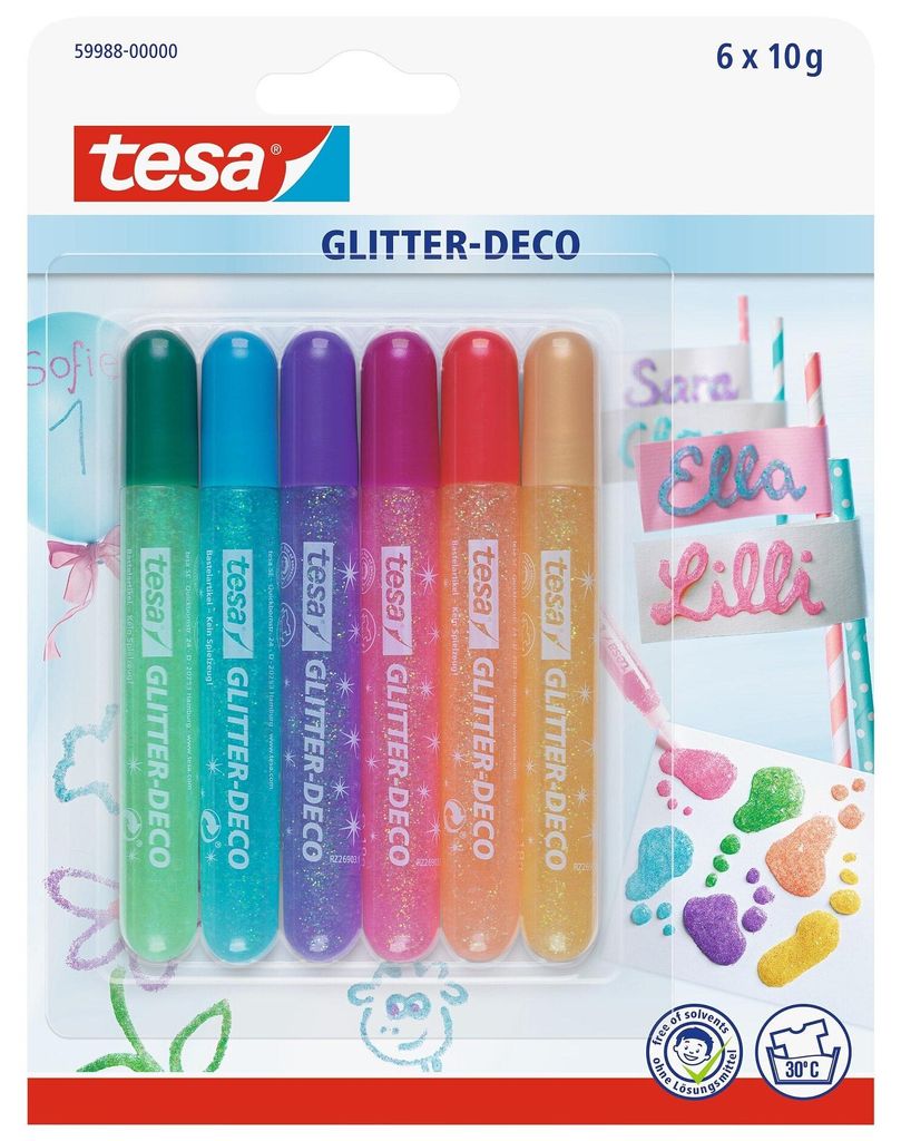 TESA Glitzerkleber "Glitter Deco Candy" 6er Set – 12er Produktbild 