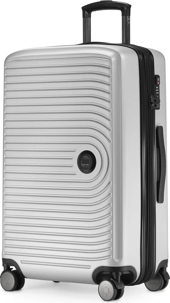 HAUPTSTADTKOFFER - Medium - Valigia media a guscio rigido, bagaglio da stiva con estensione XL, doppie ruote, chiusura TSA, 68 cm, 88 L, bianco opaco