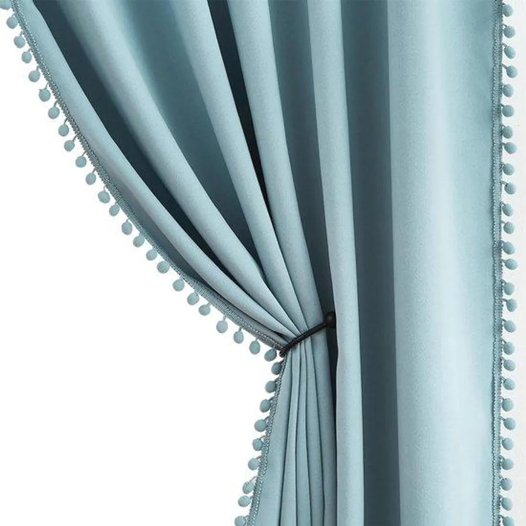 Rideau bleu thermique et occultant 140x180 cm au design cottage chic