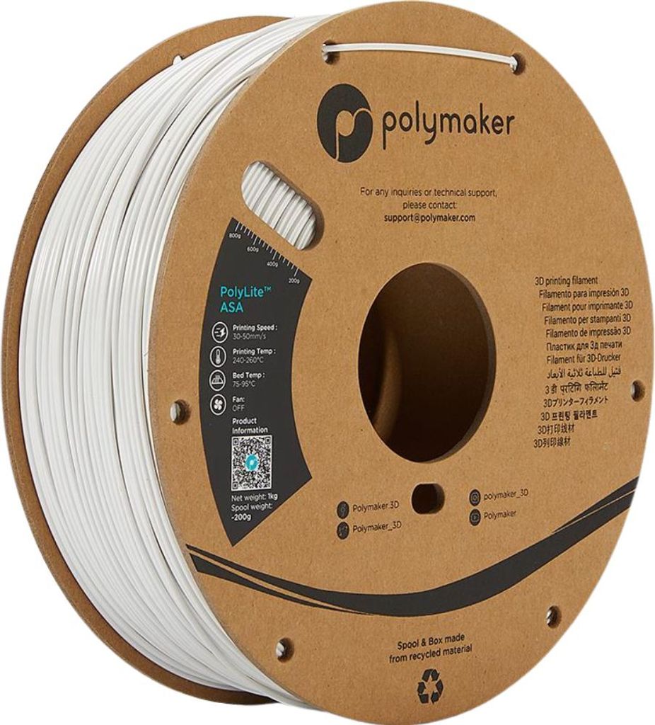 Polymaker F01002 - Filament PolyLite ASA 1.75 mm 1 kg weiß Produktbild 