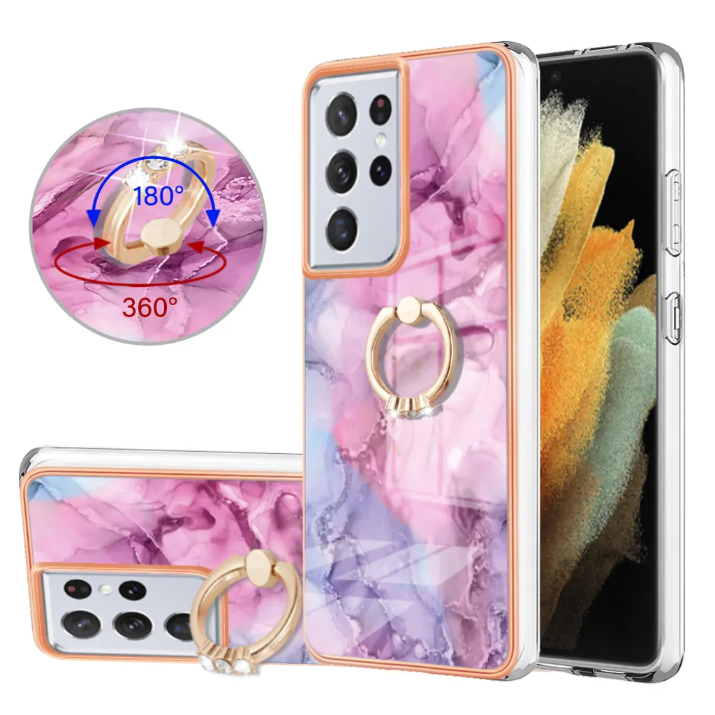 Cover Rosa Fantasia Samsung S21 Ultra 5G: Ring Holder Case in Silicone