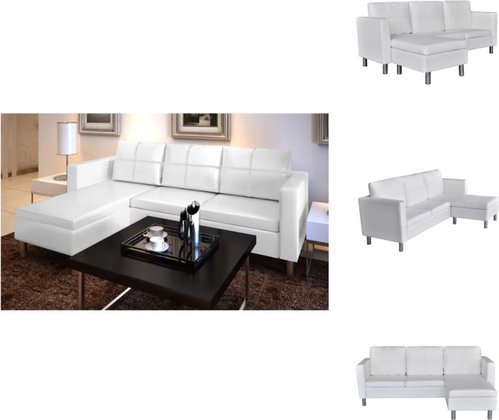vidaXL Modulsofa 3-Sitzer Kunstleder Weiß - Sofas