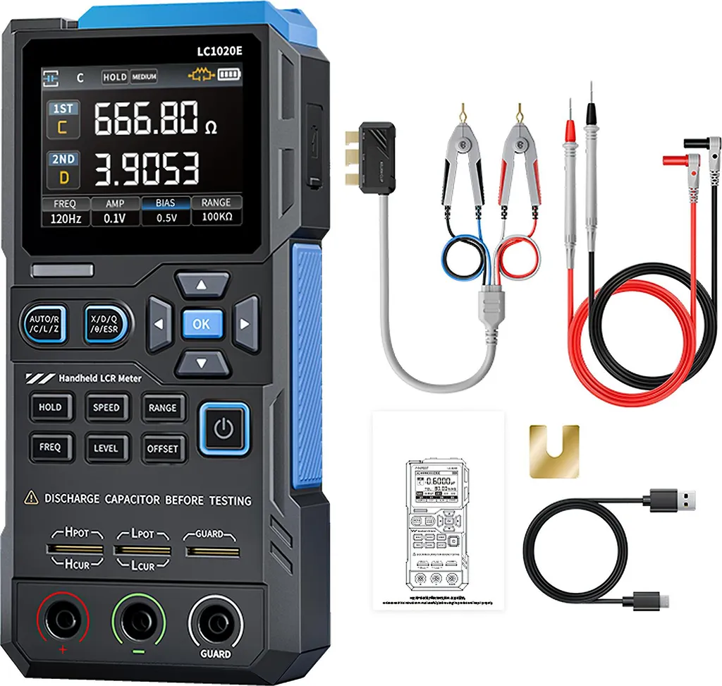 Appareil LCR haute précision multi-fréquence LC1020E avec port USB-C