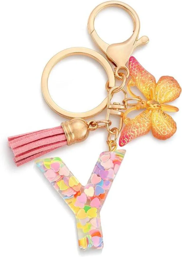 Porte-clés papillon rose 14 cm en relief - Attache robuste pour fille