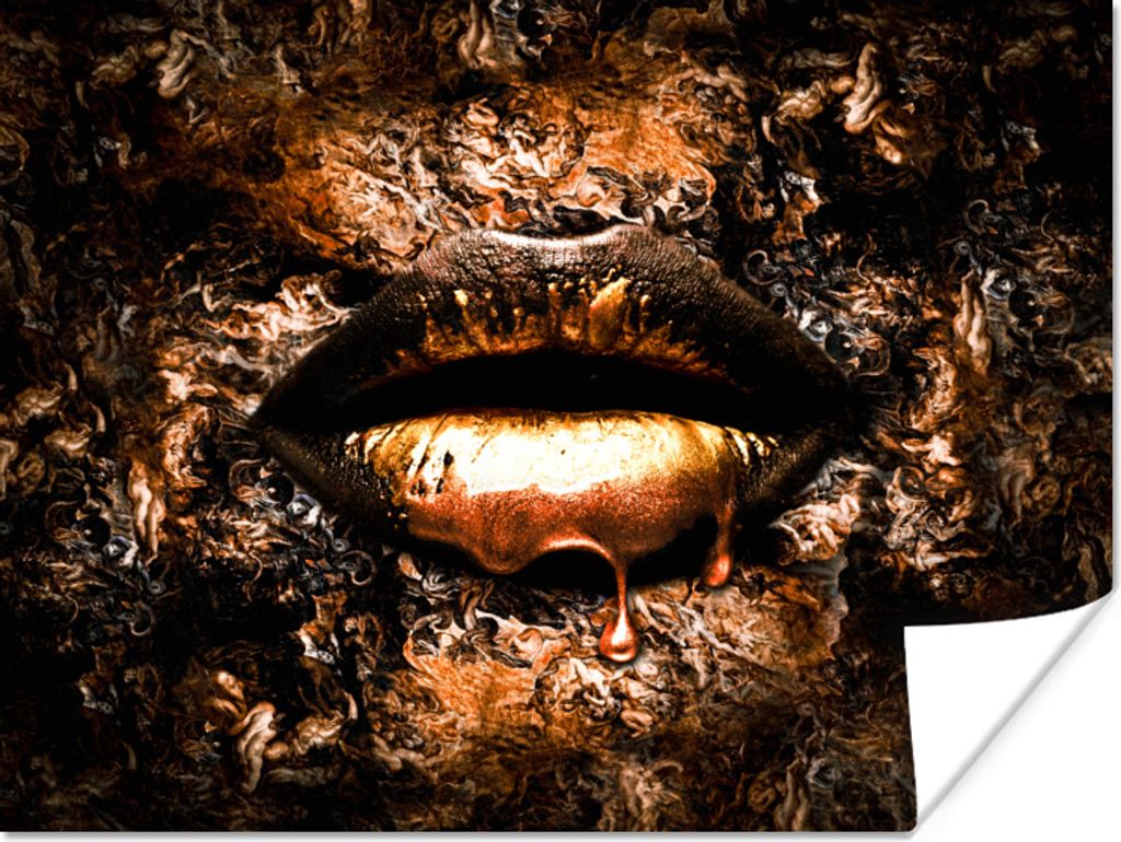 MuchoWow Poster Farbe - Frau - Mund 40x30 cm - Plakate für die Wände - Poster Wohnzimmer