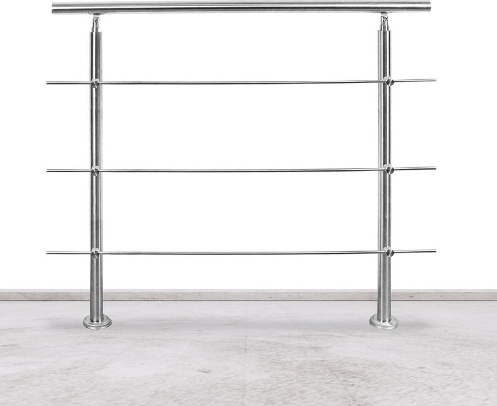 Clanmacy Geländer Treppengeländer Edelstahl Handlauf für Innen und Außen geeignet 180cm mit 3 Querstreben