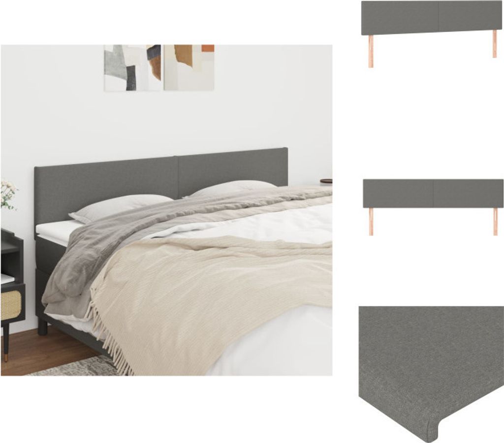 vidaXL Kopfteile 2 Stk. Dunkelgrau 100x5x78/88 cm Stoff - Kopf- & Fußenden