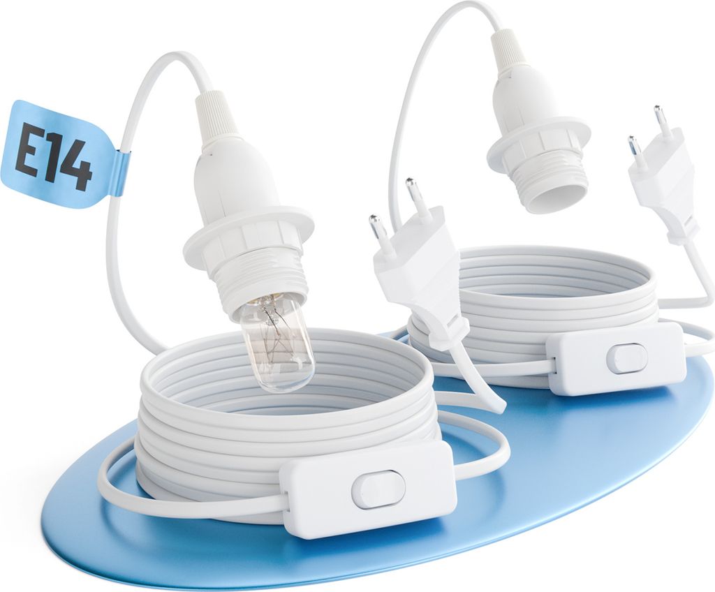 greate 2x Lampenfassung E14 mit Kabel und Schalter weiß 3,5 Produktbild 