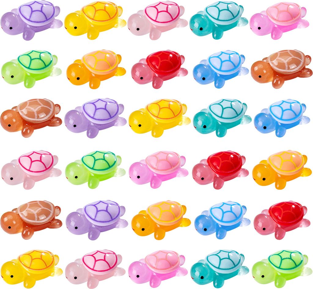 10/30 Stück Bunte Mini-Schildkrötenfigur, im Dunkeln leuchtendes kleines Schildkröten-Ornament, Miniatur-Tierstatue, Schreibtisch-Dekoration, Or...