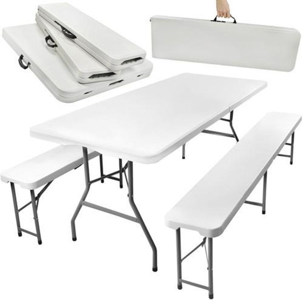 Table de jardin pliante 180cm + 2 bancs Image du produit 