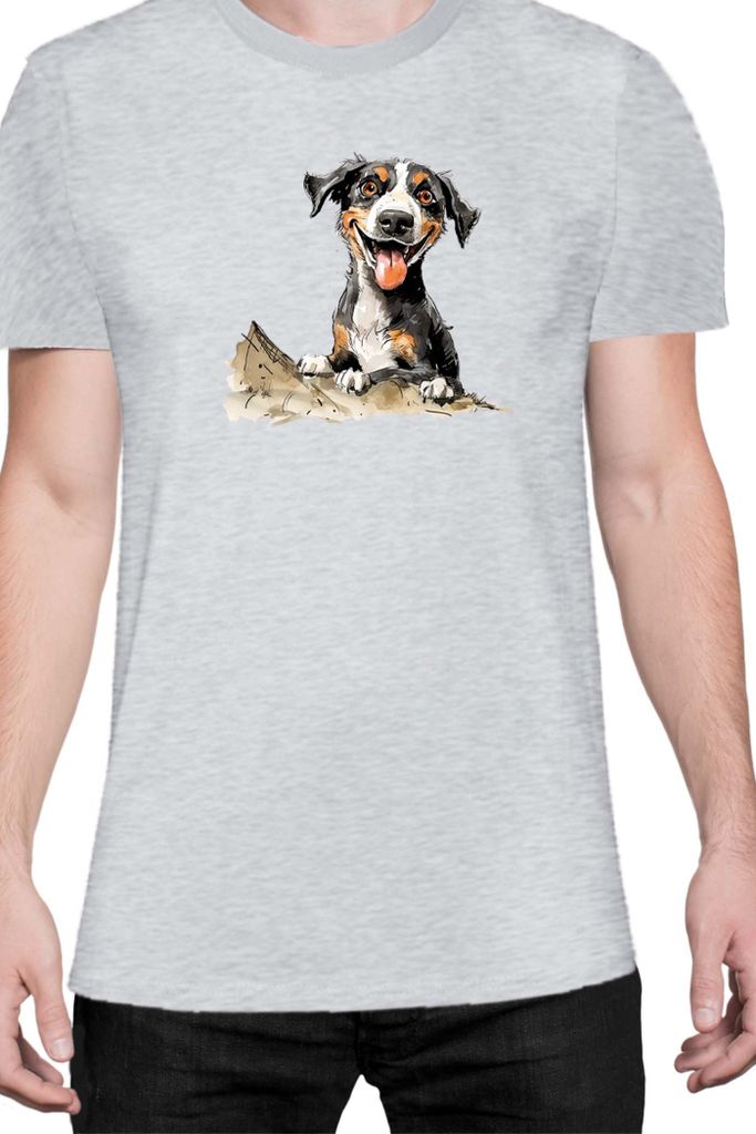 Herren T-Shirt Funny Dogs Breeds Entlebucher Mountain Dog Breed Dog Breed, Man S / Grau