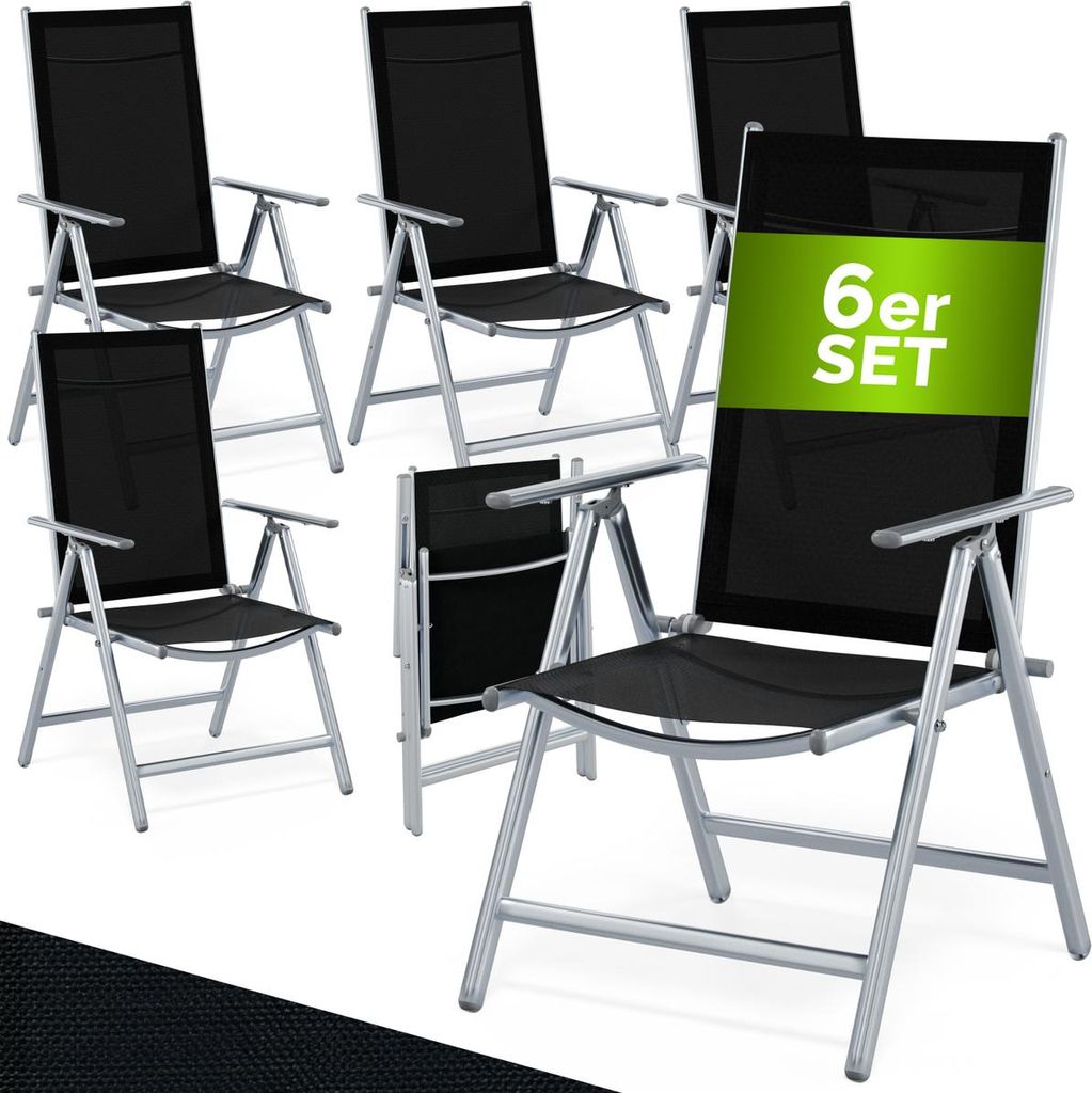 CASARIA Gartenstühle 6er Set Hochlehner Klappbar 8-Fach Verstellbar Camping Stuhl Aluminium Wetterfest Klappstuhl 120kg Belastbarkeit Garten Balkon