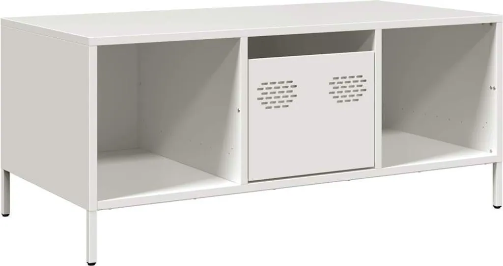 Tavolino vidaXL Bianco Acciaio 101,5x50x43,5 cm - Stile Loft