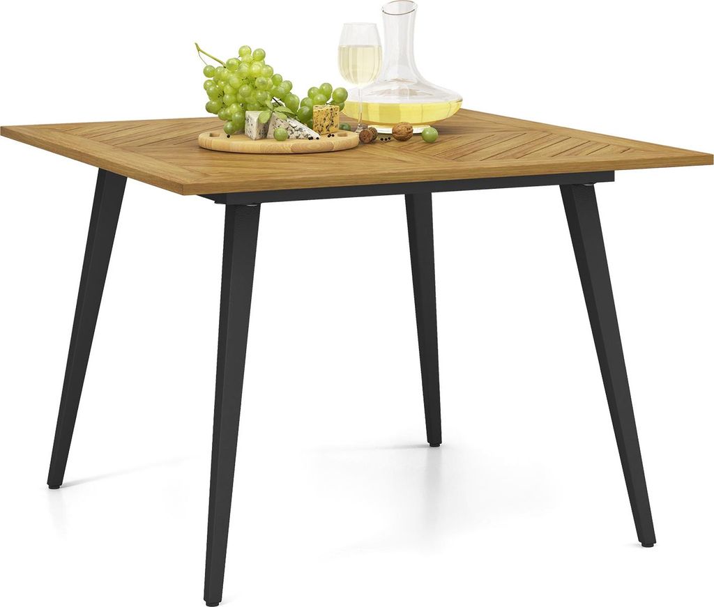 GOPLUS Gartentisch, Terrassentisch rechteckig mit 5cm Schirmloch, Holztisch wetterfest aus Akazienholz, Outdoor Esstisch, Natur (S+)