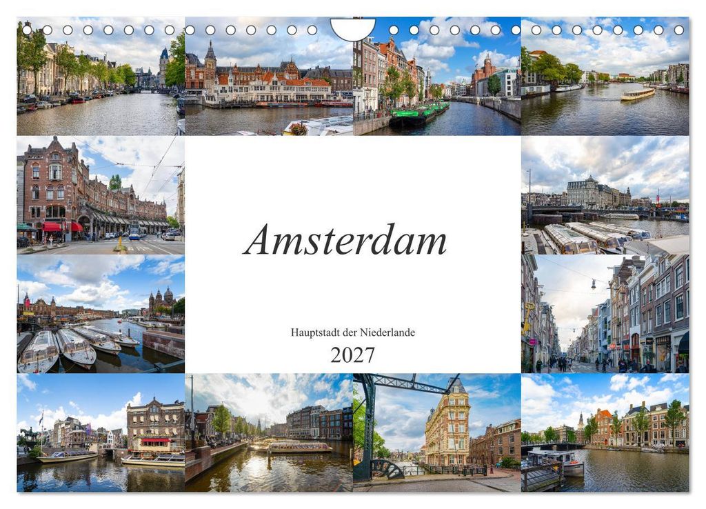 Amsterdam - Hauptstadt der Niederlande (Wandkalender 2027 DIN A4 quer), CALVENDO Monatskalender