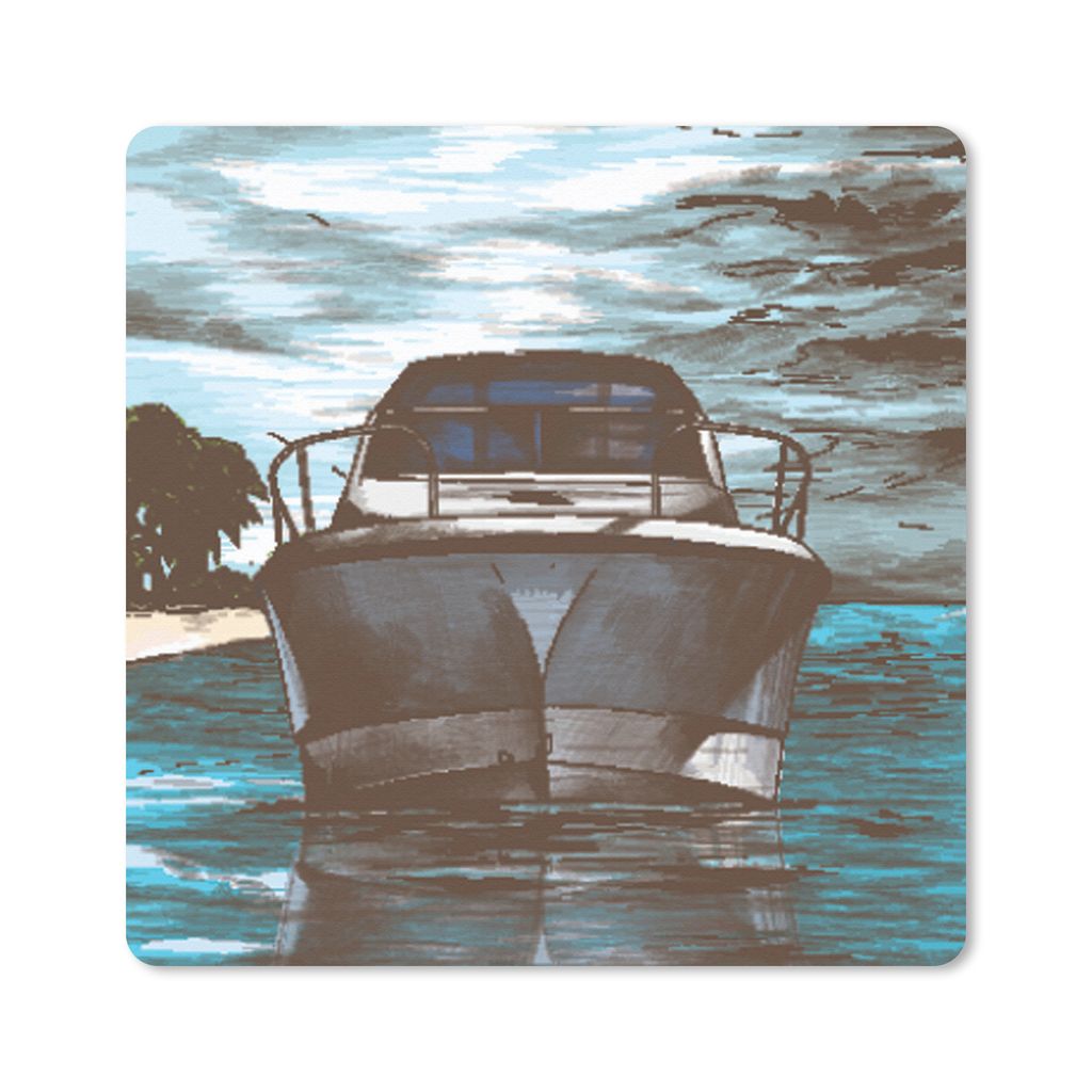 MuchoWow Mauspad Mousepad Boot - Meer - Farben 30x30 cm - Mousepads - Maus Mat - Pad - Mausunterlage - Gaming