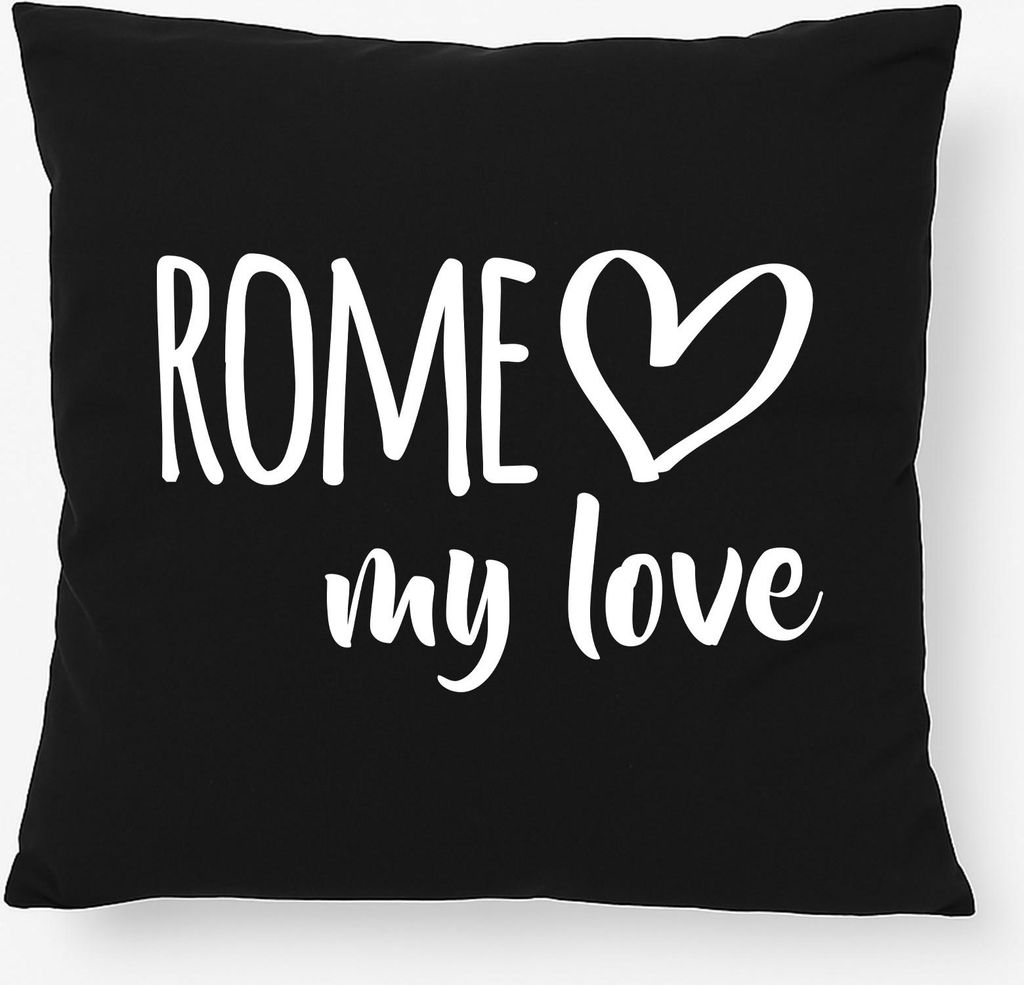 Huuraa Kissen Rome my love 40x40cm mit Füllung Black Baumwolle Dekokissen Geschenkidee
