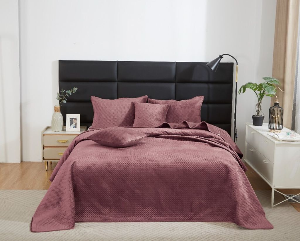 rosa gesteppte Tagesdecke VELVET KAPPA PLED Decke 140x200 MAYA