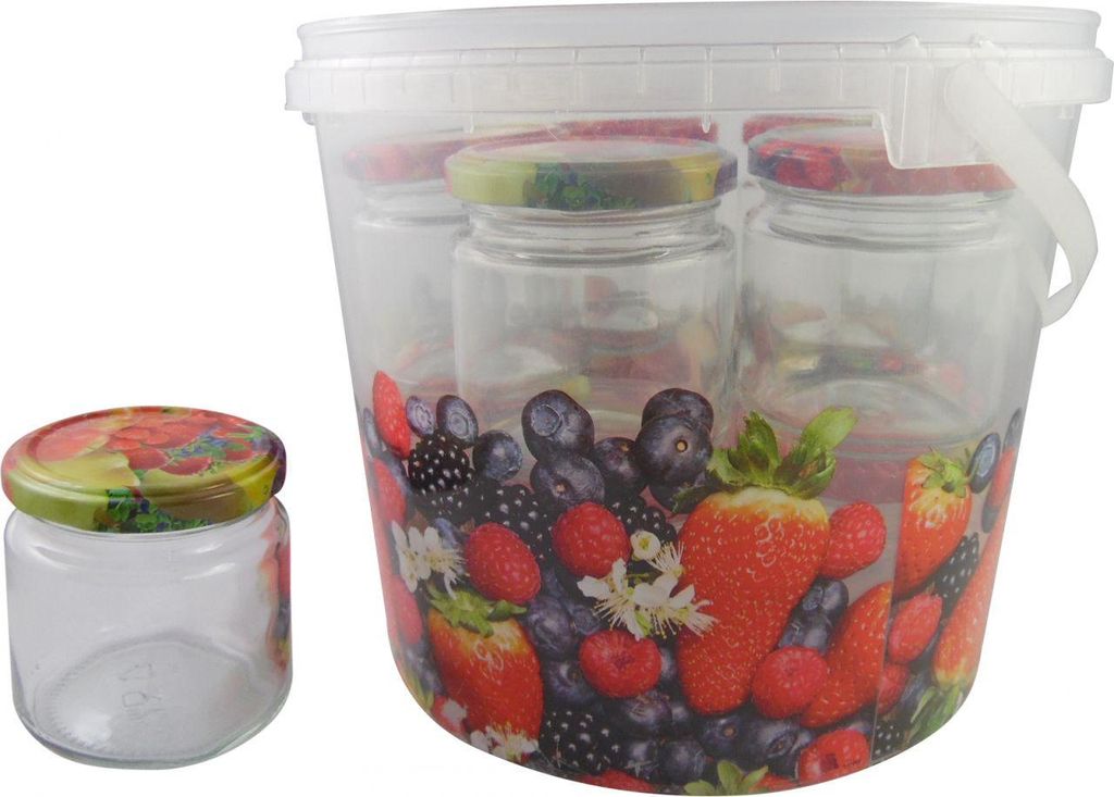 Omega Pflückeimer mit 10 Einmachgläsern 210 ml mit Deckel Produktbild 