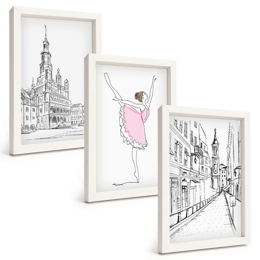 Bilder Set 3-teilig im weißen Rahmen – Wandbilder 3 Stück – gerahmte Poster für Wohnzimmer, Schlafzimmer und Flur – 20x30 cm – Stilvolle...