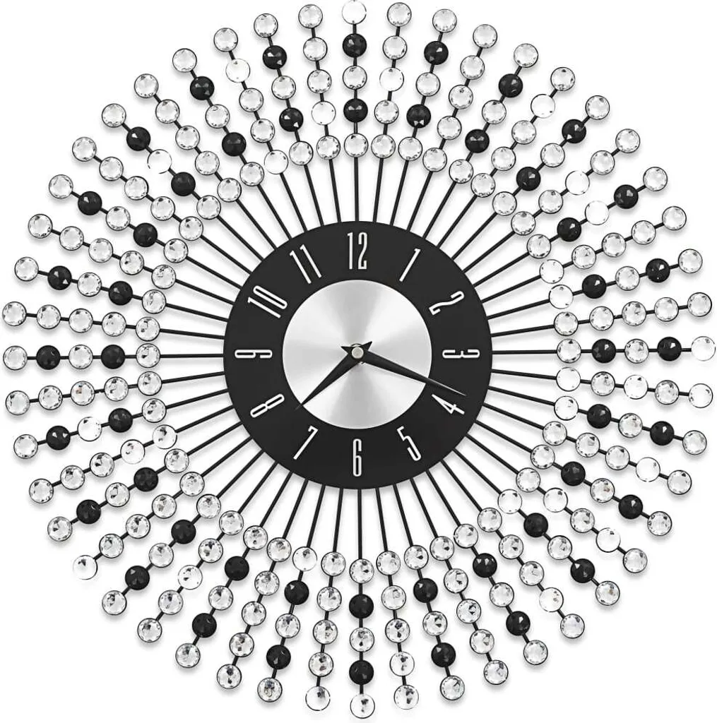 Horloge murale métal noir 43 cm pour salon et bureau style moderne