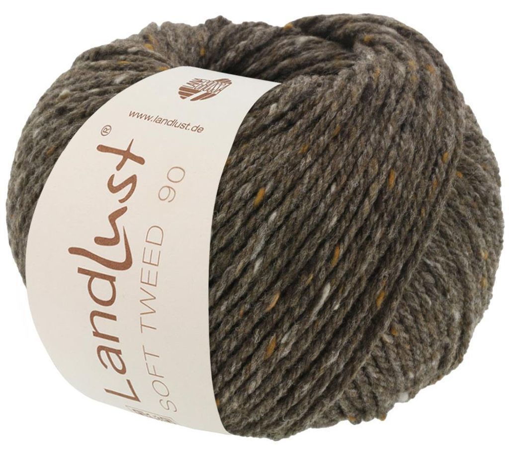 Lana Grossa Landlust Soft Tweed 90 klassisch verzwirntes Tweedgarn aus Schurwolle mit mehrfarbigen Noppen 90 m Farbe 003 - Graubraun meliert