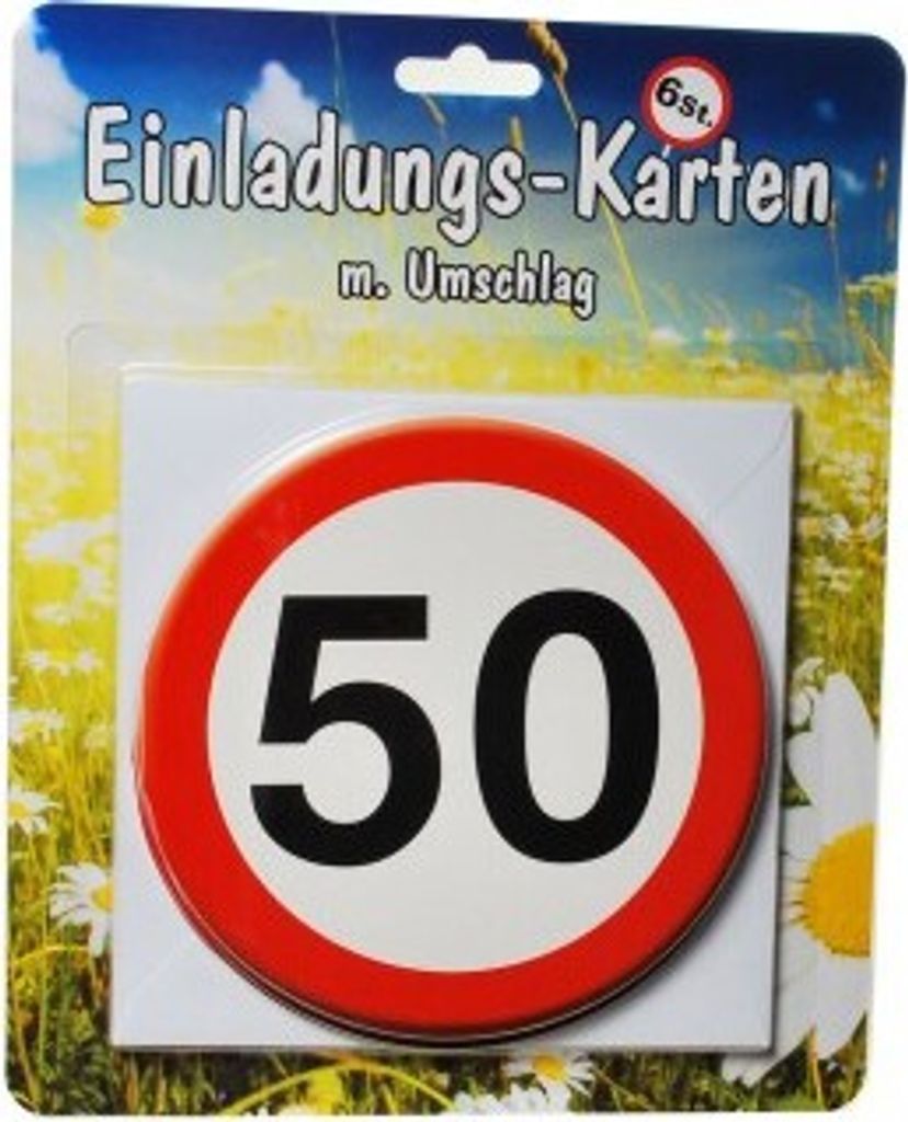 1 Set Einladungskarten mit Umschlag zum 50. Geburtstag