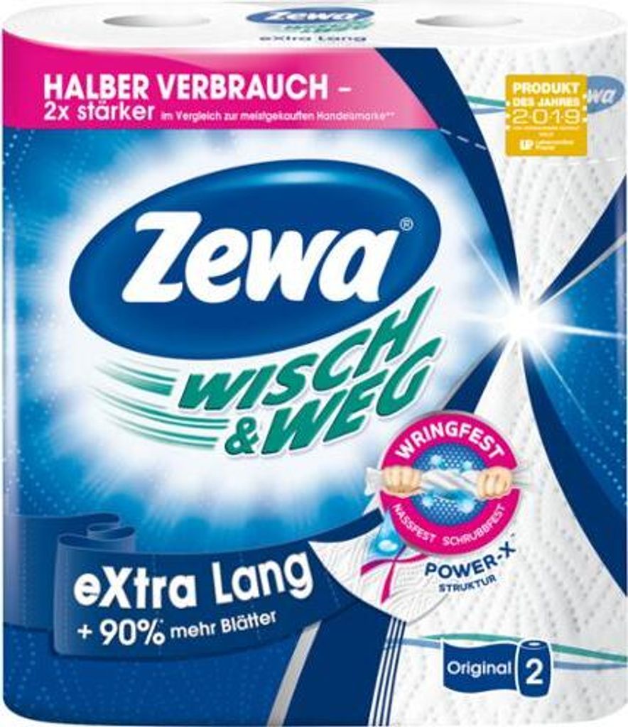Zewa Weiße Papierhandtücher, 2 Rollen - 100 Blatt pro Rolle Produktbild 
